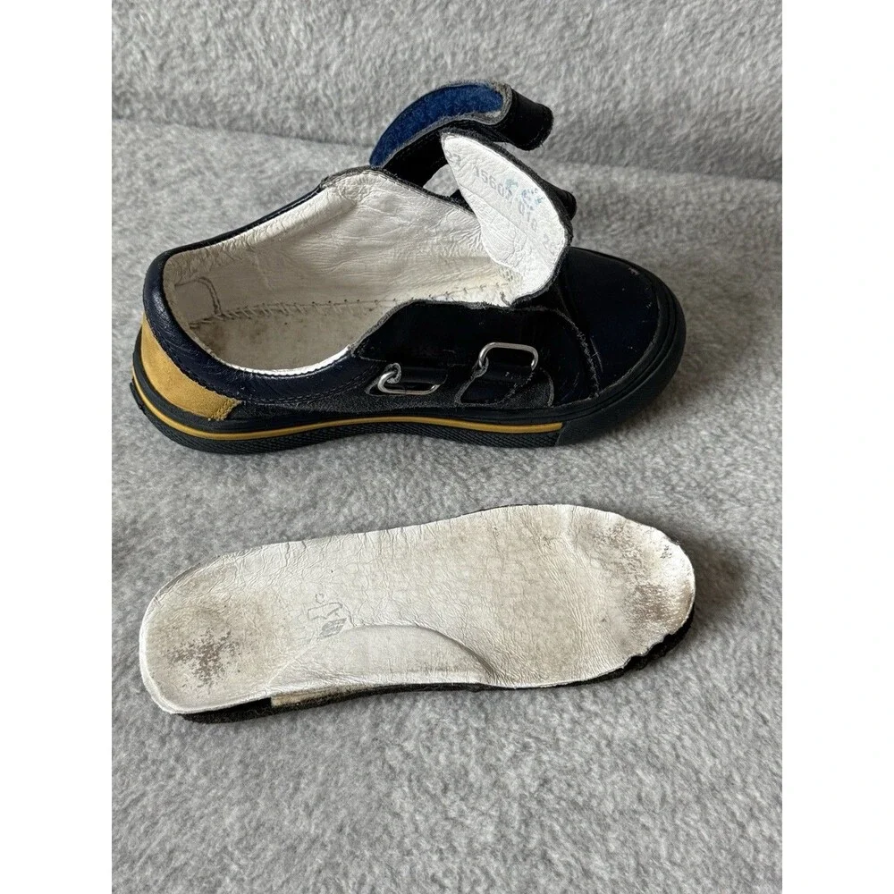 Bartek Leather Shoes Boys 27 Blue Easy On Closure Slip On School Casual